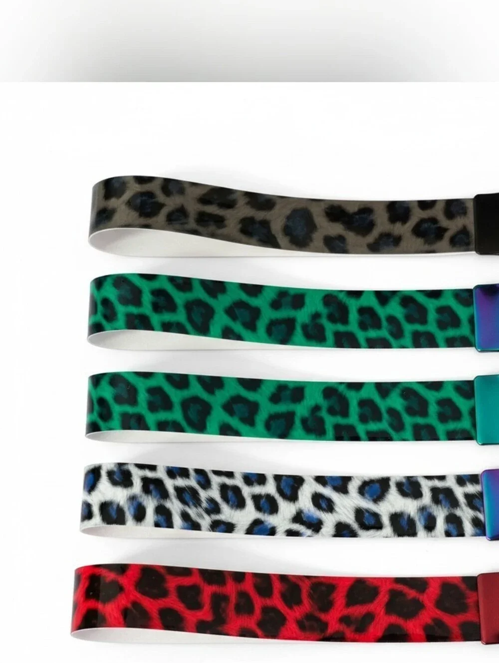 Leopard Print Vegan Faux Leather Wristlet Keychains - Red, White, Green, Black